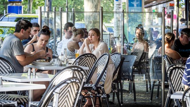 People dining out in a Melbourne restaurant.