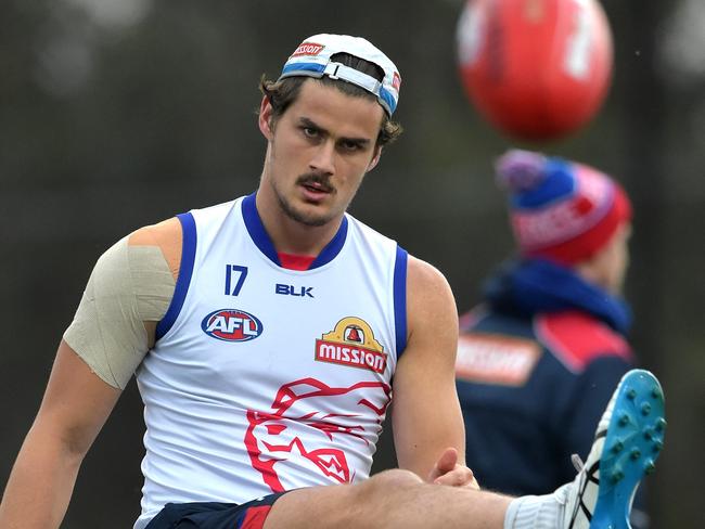 Western Bulldogs training at the Marib yrnong Sports Complex. Tom Boyd back training. Picture: Jay Town