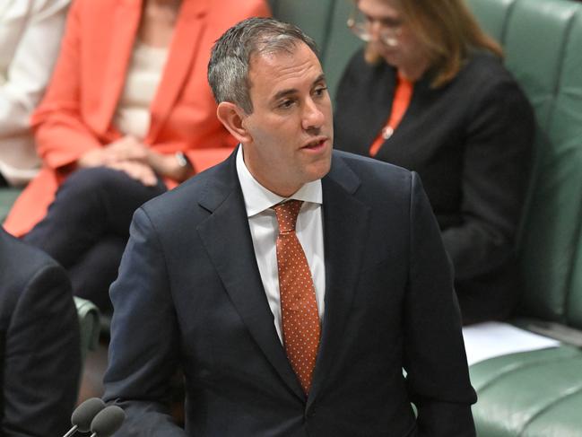 Treasurer Jim Chalmers during Question Time in the House of Representatives at Parliament House in Canberra, Monday, November 25, 2024. (AAP Image/Mick Tsikas) NO ARCHIVING