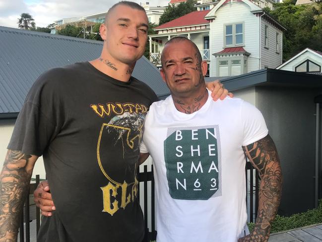 Dustin Martin with his father Shane Martin in Auckland.