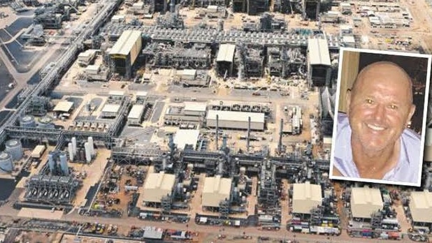 An aerial view of the Inpex site and (inset) victim Carl Delaney.