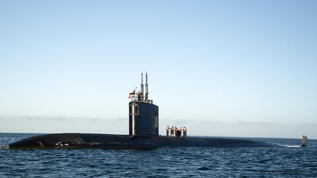 The USS Ashville off Perth following the international AUKUS announcement.