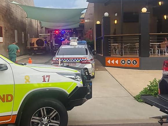 NT Emergency respond to an incident at the BWS store attached to the Palmerston Tavern. Picture: Amanda Bowen/Facebook