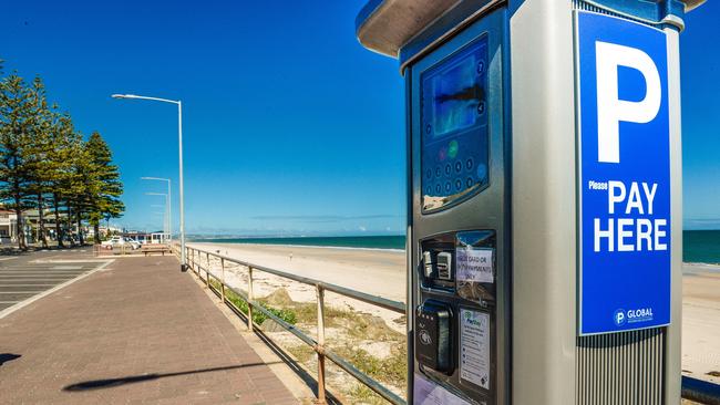 The controversial parking meters at Henley Square. Photo: AAP/Roy VanDerVegt.