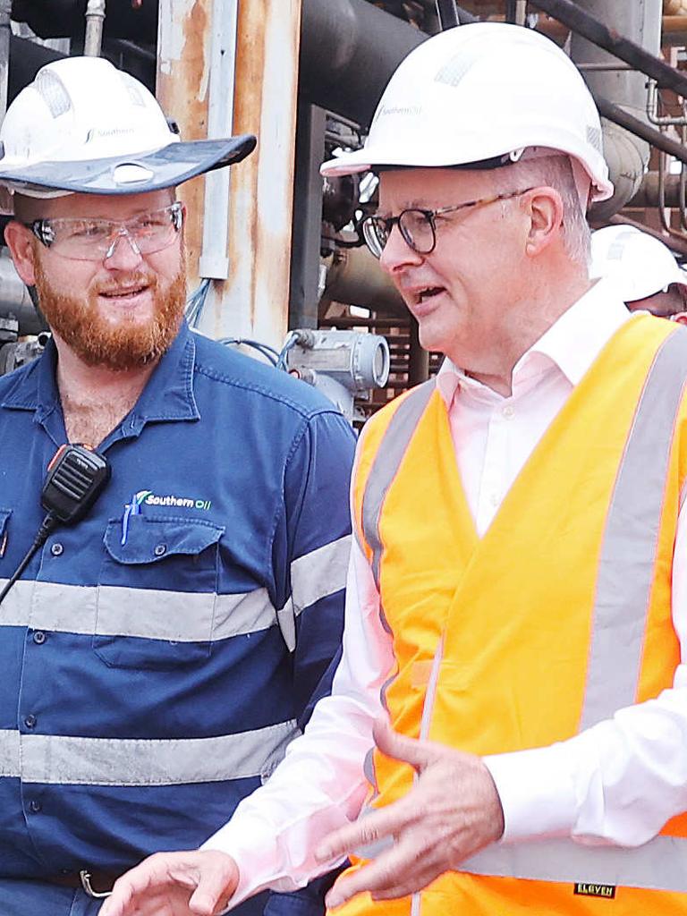 Albo also dons the hard hat. Picture: Sam Ruttyn