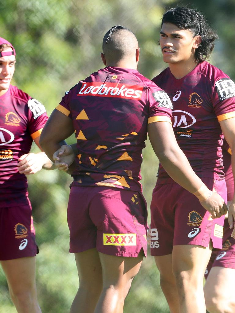 Brendan Piakura at Brisbane Broncos training: Liam Kidston.