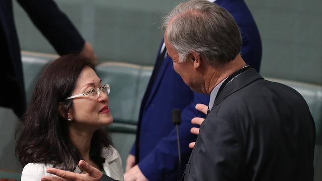 Gladys Liu talking to John Alexander. Picture: Kym Smith