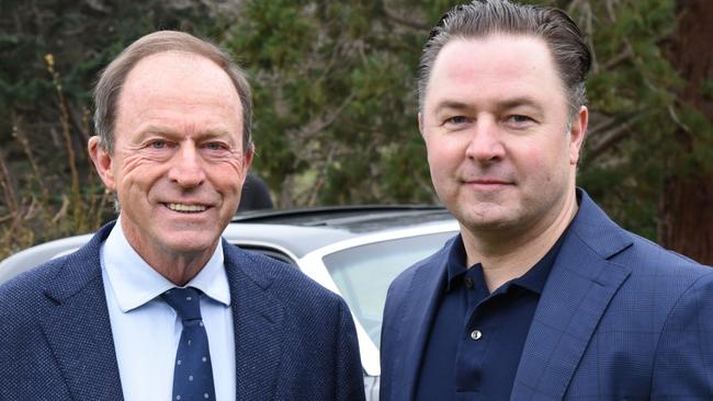 Longford-born journalist Neil Kearney with DX Industries Jeremy Dickson at the launch of the new Longford Grand Prix Expo, which has since been canned. Picture: Alex Treacy