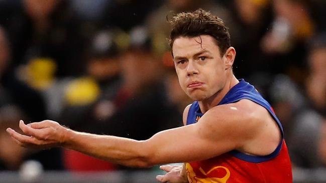 MELBOURNE, AUSTRALIA - AUGUST 25: Lachie Neale of the Lions in action during the 2019 AFL round 23 match between the Richmond Tigers and the Brisbane Lions at the Melbourne Cricket Ground on August 25, 2019 in Melbourne, Australia. (Photo by Michael Willson/AFL Photos via Getty Images)