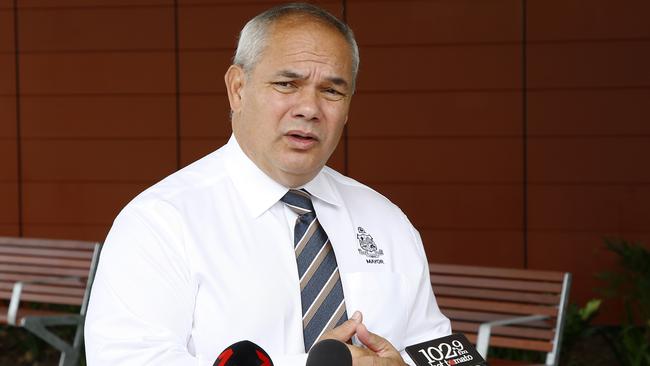 Gold Coast Mayor Tom Tate responding to questions about the parking fines. Photo: Tertius Pickard