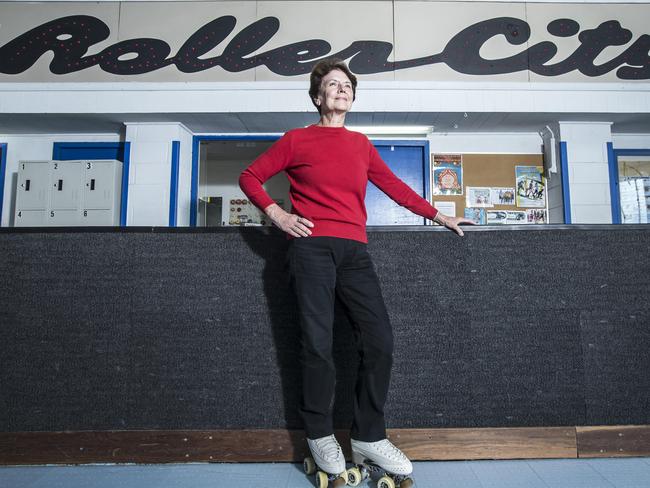 Former Roller City Bayswater owner June Gladman still occasionally skates there. Picture: Sarah Matray