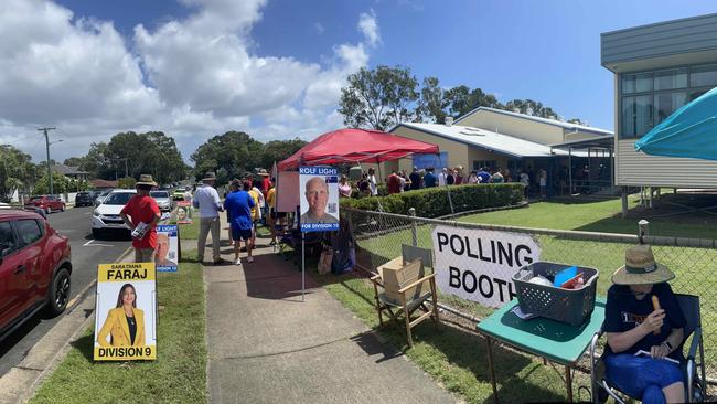 Volunteers outside the Torquay State School voting booths on March 16, 2024