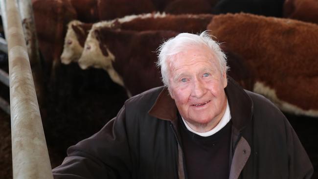 Leongatha Store cattle sale, VLE, Koonwarra, Patrick Clancy, 83, from Dromana, bought 13 herefords, #0417118075, first time at Leongatha sale, has been coming to Packenham sales all his life, Picture Yuri Kouzmin