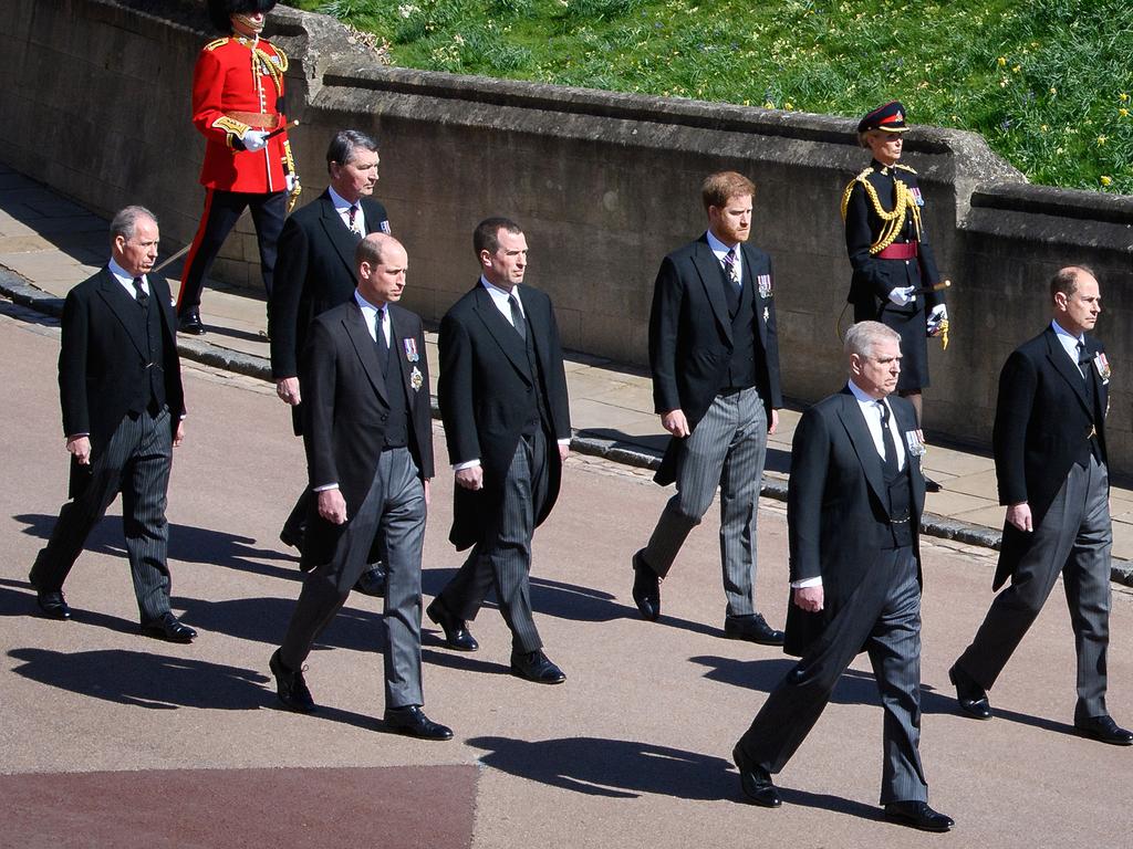 Royals at the funeral of Prince Philip, Duke of Edinburgh at Windsor Castle. Picture: Leon Neal