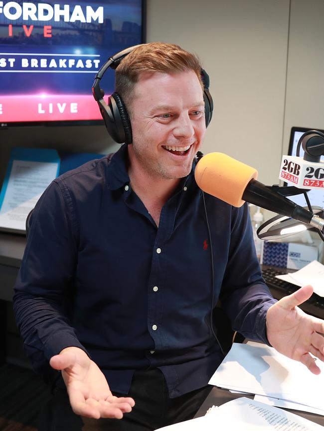 2GB host Ben Fordham in his Pyrmont studio. Picture: John Feder/The Australian.