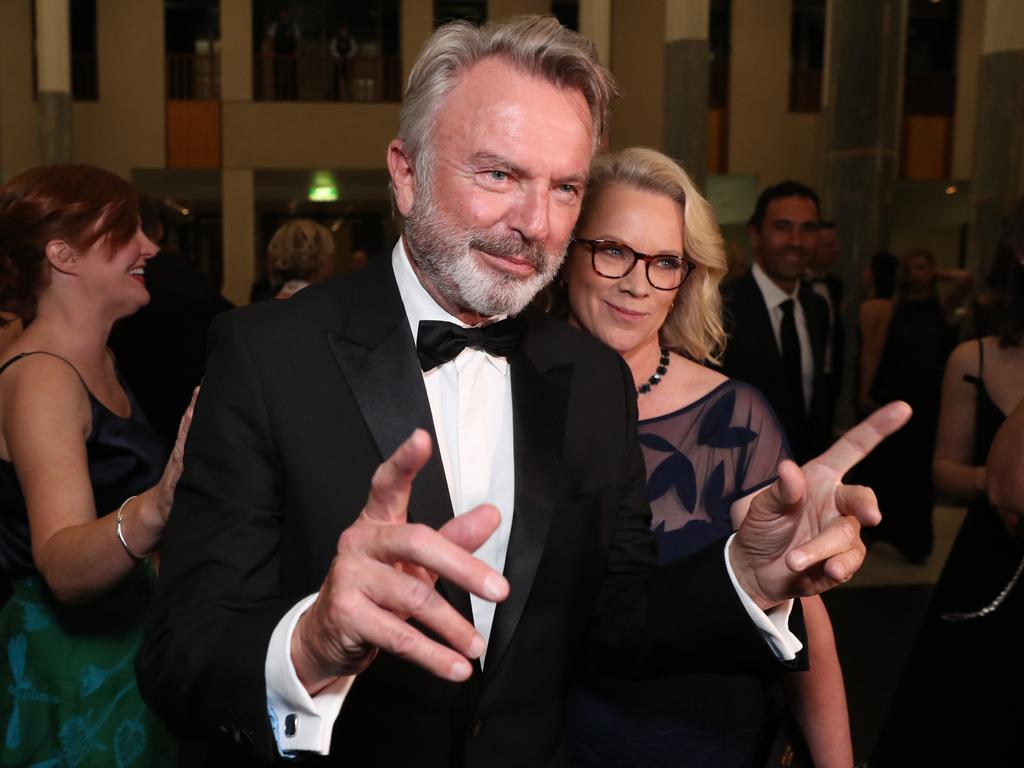 Laura Tingle with actor partner Sam Neill in Canberra in 2018. Picture: Gary Ramage