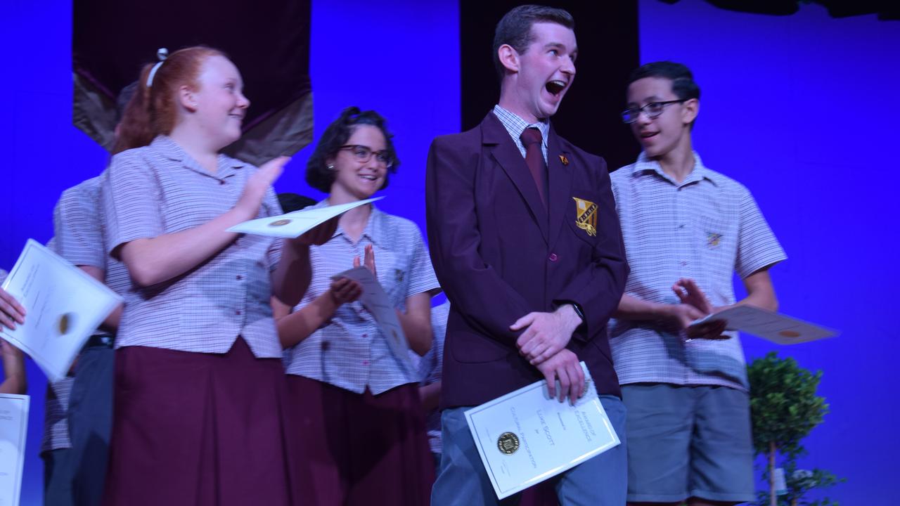 SURPRISED STUDENT: Luke Scott’s reaction as he was named the Gold Cultural Prize winner.