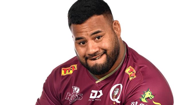 BRISBANE, AUSTRALIA - JANUARY 27: Taniela Tupou poses during the Queensland Reds Super Rugby 2022 headshots session at Suncorp Stadium on January 27, 2022 in Brisbane, Australia. (Photo by Bradley Kanaris/Getty Images for Rugby Australia)