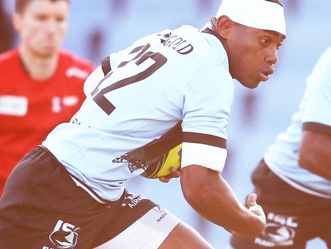 SYDNEY, AUSTRALIA - SEPTEMBER 23:  Apisalome Waqatabu of the Fijian Drua makes a break to score during the round four NRC match between the Sydney Rays and the Fijian Drua at Concord Oval on September 23, 2018 in Sydney, Australia.  (Photo by Matt King/Getty Images)