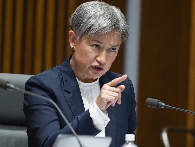 CANBERRA, AUSTRALIA - NewsWire Photos JUNE 2, 2021: Australian Senator, Penny Wong at the Defence Department appearances at Senate Estimates at Parliament House in Canberra. Picture: NCA NewsWire / Martin Ollman