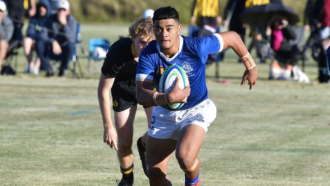 St Edmunds player Tafito Falaniko Ah-Ki AIC rugby game between St Edmunds college and St Laurence. Saturday June 11, 2022. Picture, John Gass