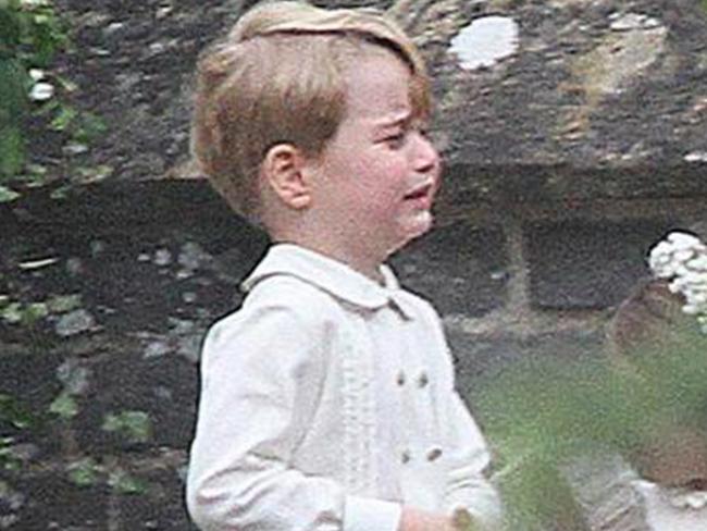 ONE TIME USE ONLY - FEE APPLIES FOR REUSE - AVAILABLE FOR WEB AND PRINT - The Duchess of Cambridge seen getting angry with her son Prince George at the wedding of her sister Pippa to James Matthews. 20 May 2017. Picture: Greg Brennan