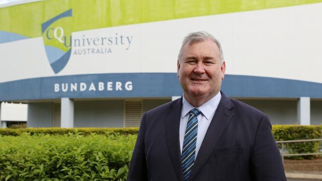 Bundaberg Mayor Jack Dempsey outside the Central Queensland University campus in Bundaberg. Picture: Supplied.