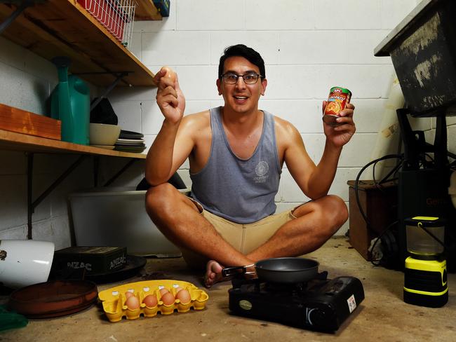 Matt Tan gets creative cooking from his cyclone kit. Picture: Keri Megelus