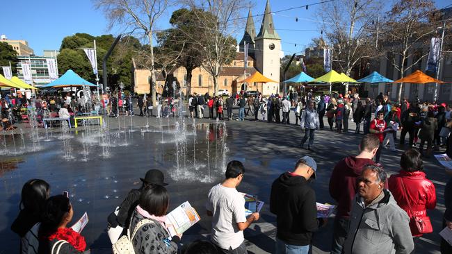 Voters line up at Parramatta Town Hall.