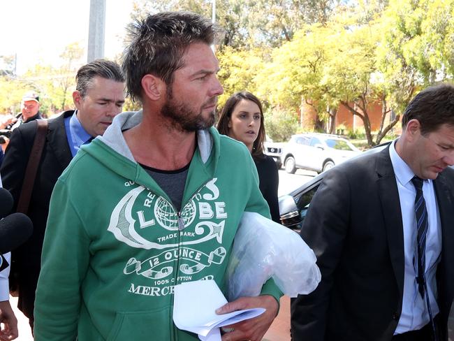 Ben Cousins outside court. PICTURE: BOHDAN WARCHOMIJ.