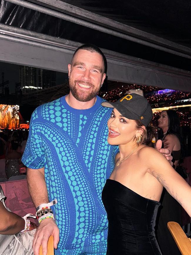 Her boyfriend Travis Kelce with Rita Ora.