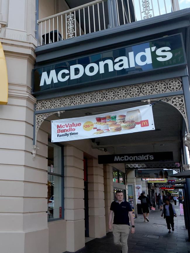 McDonald’s Hindley Street. Picture: Kelly Barnes