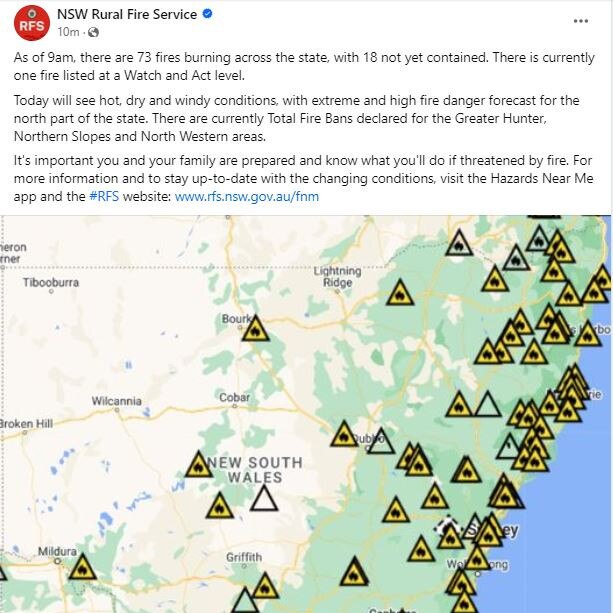 Conditions across NSW on Wednesday. Picture: RFS