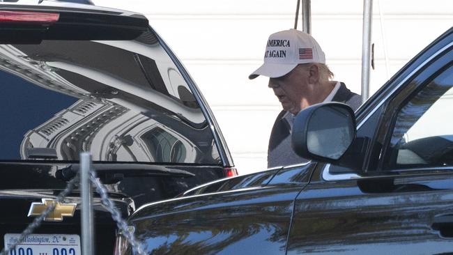 Donald Trump walks to his motorcade on the South Lawn of the White House on Monday. Picture: AFP