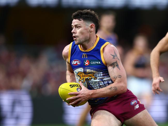 BRISBANE, AUSTRALIA – JULY 07: Lachie Neale of the Lions in actionduring the round 17 AFL match between Brisbane Lions and Adelaide Crows at The Gabba, on July 07, 2024, in Brisbane, Australia. (Photo by Chris Hyde/AFL Photos/via Getty Images)