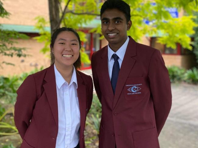 Crestwood High School’s co-captains Maria He and Madhavaram Sriranganathaiyer