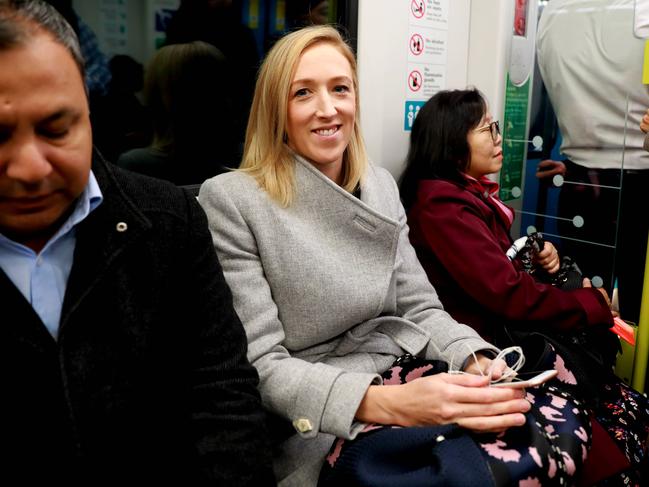 Helen Colville from Kellyville rides the train. Picture: Angelo Velardo