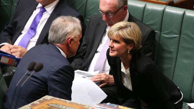 Prime Minister Malcolm Turnbull and Julie Bishop in Question Time yesterday / Picture: Kym Smith