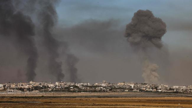 Smoke rises above the northern part of Gaza Strip amid ongoing battles between Israel and the Palestinian Hamas movement. Picture: AFP