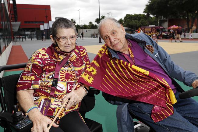 Victoria and John Middendorp pictured at the Broncos v Rabbitohs, round 1, on Caxton Street, Brisbane 11th of March 2022. This is the first game for the BroncosÃ&#149; season.