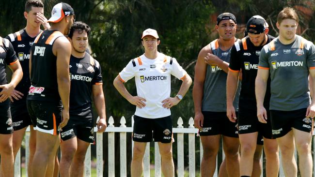 New coach Jason Taylor during the Wests Tigers training session at Rothwell Park , Concord .Picture Gregg Porteous