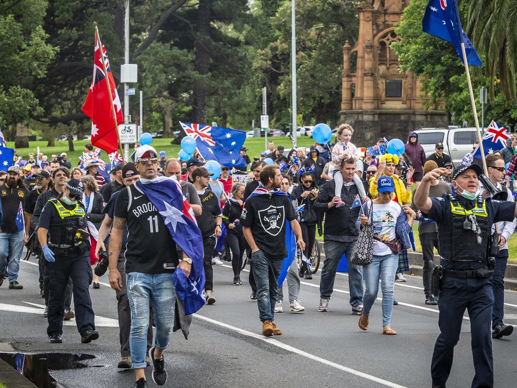 The rally held on Australia Day. Picture: Jake Nowakowski
