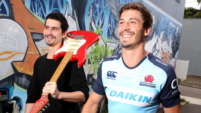 Sunday Telegraph; Reece (left) and Jake Gordon.  Waratahs rookie Jake Gordon has become the team's starting halfback, while his hipster brother Reece has taken a very different path in life as a musician. Pic Stephen Cooper