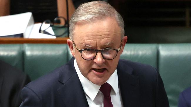 Anthony Albanese in question time on Monday. Picture: AFP