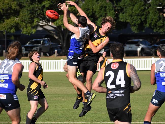 Action between the Grafton Tigers and Northern Beaches to kick off the 2021 AFL North Coast season. Photo: Green Shoots Marketing