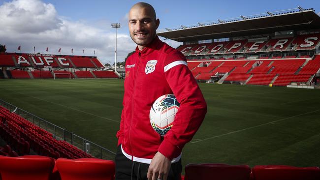 Adelaide United recruit James Troisi at Hindmarsh Stadium. Picture: Sarah Reed