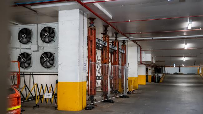 Support beams in car park under Mascot Tower block. Picture: Monique Harmer