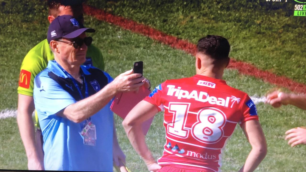 A NSWRL match official takes a pic of Tyrell Sloan. Picture: Fox League