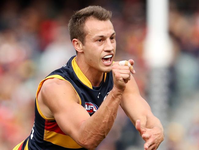 ADELAIDE - APRIL 08: Tom Doedee of the Crows during the 2023 AFL Round 04 match between the Adelaide Crows and the Fremantle Dockers at Adelaide Oval on April 8, 2023 in Adelaide, Australia. (Photo by Sarah Reed/AFL Photos via Getty Images)