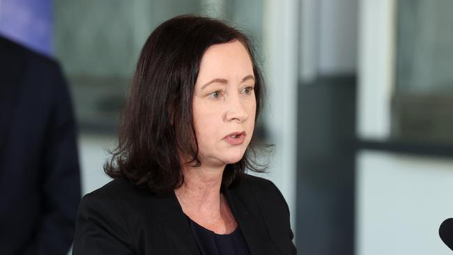 Health Minister Yvette D'Ath giving a press conference on Covid reports and hospitalisation rates. Picture: Liam Kidston